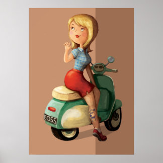 Poster Scooter fille