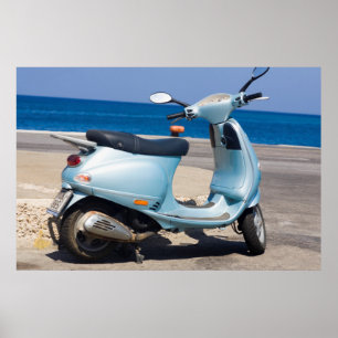 Poster Scooter sur la plage Ephesus, Turquie