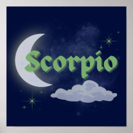 Poster Scorpio Céleste Lune Nuage Étoiles Astrologie Art