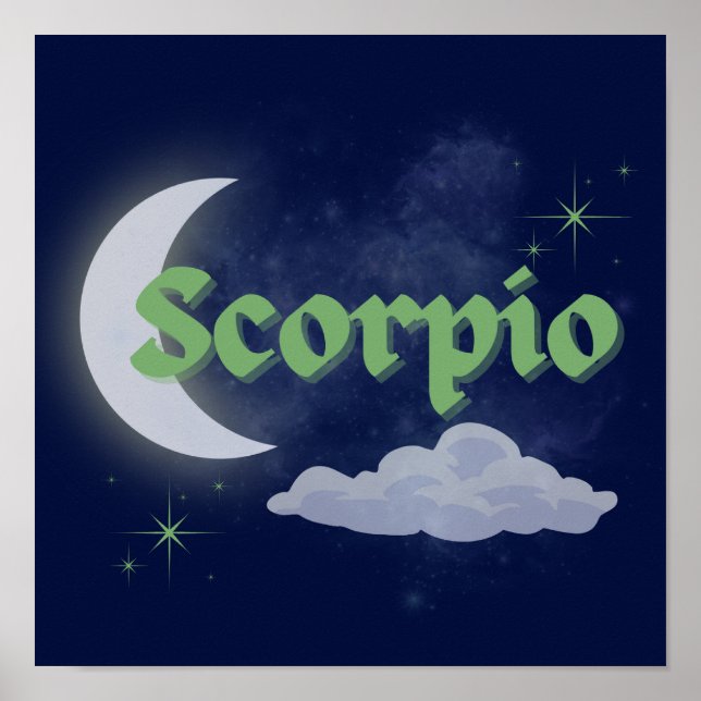 Poster Scorpio Céleste Lune Nuage Étoiles Astrologie Art (Devant)