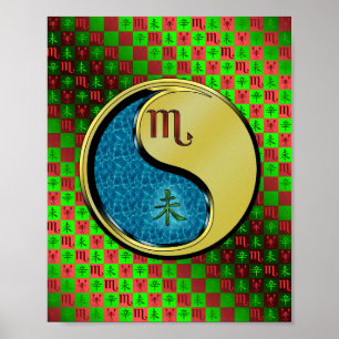 Poster Scorpio & Chèvre métallique