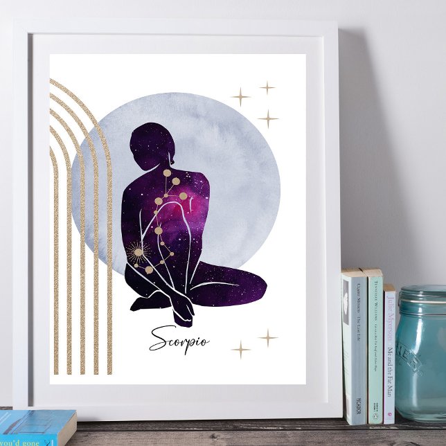 Poster Scorpio Feminine Purple Gold Zodiac Design (Créateur téléchargé)