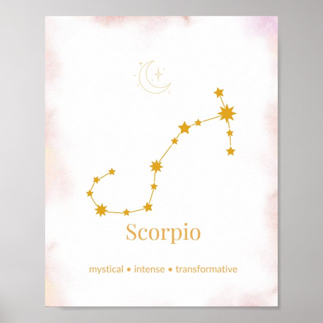 Poster Scorpio Gold Zodiac Wall Art – Celestial Constella (Devant)