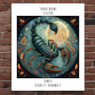 Poster Scorpion Nom & Anniversaire Zodiaque Astrologie