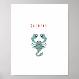 Poster Scorpion rose, zodiaque, signe du zodiaque