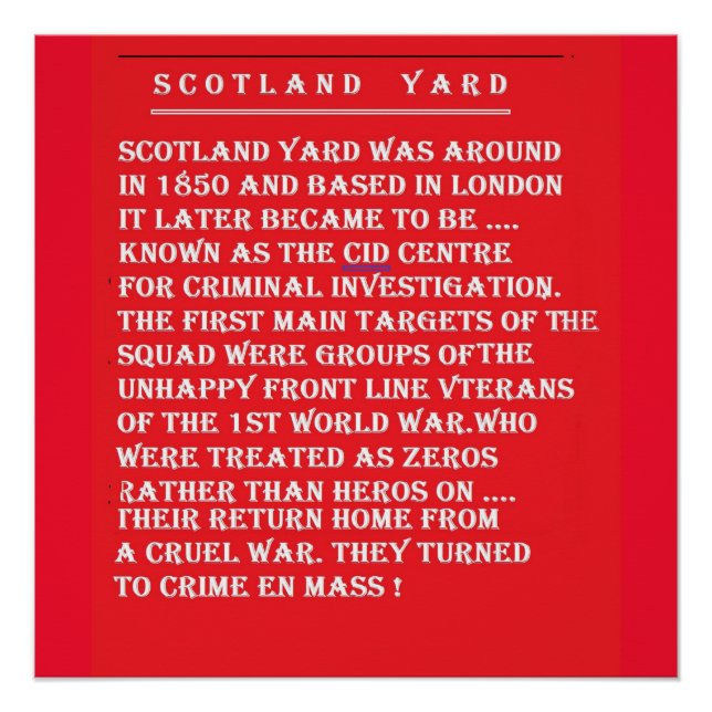 Poster Scotland Yard l'histoire de Londres Angleterre (Devant)
