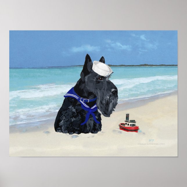 Poster Scottie à la Plage (Devant)