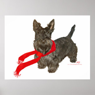 Poster Scottie d'hiver avec écharpe Wam