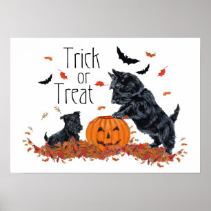 Poster SCOTTIE Papa et chiot Halloween