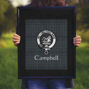 Poster Scottish Campbell Crest Badge & Tartan