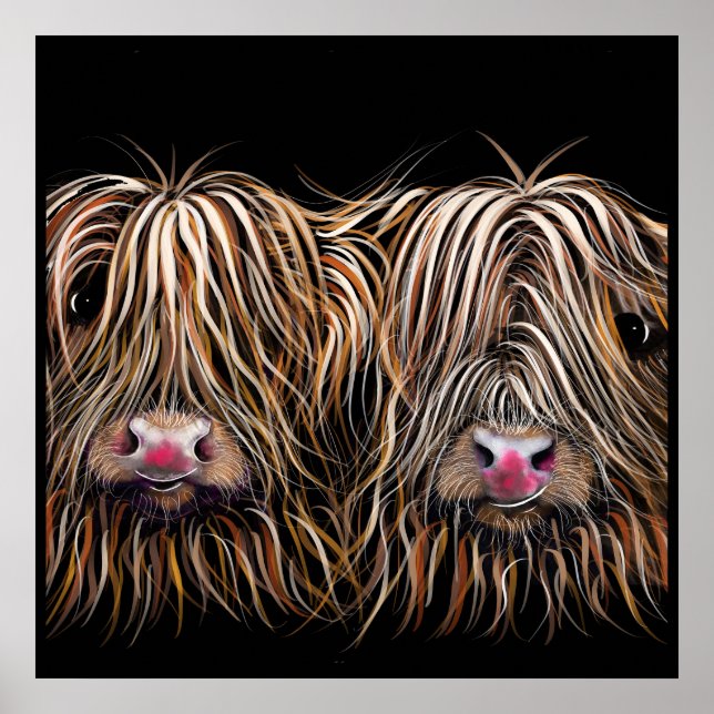 Poster SCoTTiSH HigHLaND CoW ' BiLL & TeD ' par SHiRLeY (Devant)