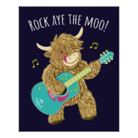 Scottish Highland Cow Guitarist Rock Aye The Moo!