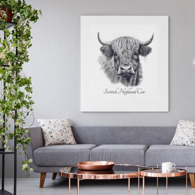 Poster Scottish Highland Cow Sketch personnalisable (Créateur téléchargé)