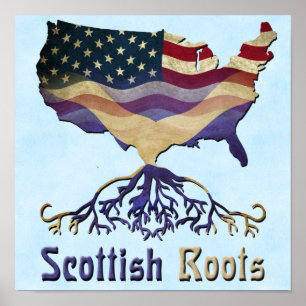 Poster Scottish Roots, American Map