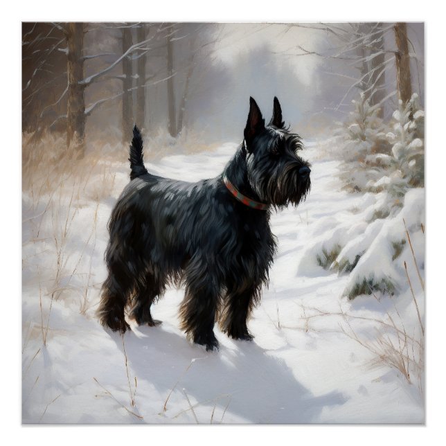 Poster Scottish Terrier Laisser Il Neige Noël (Devant)