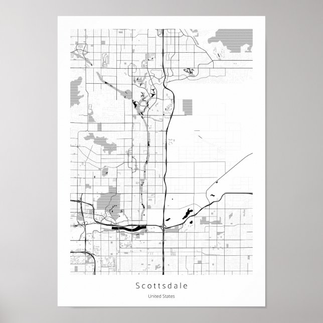 Poster Scottsdale Arizona Modern Minimal Simple Map (Devant)