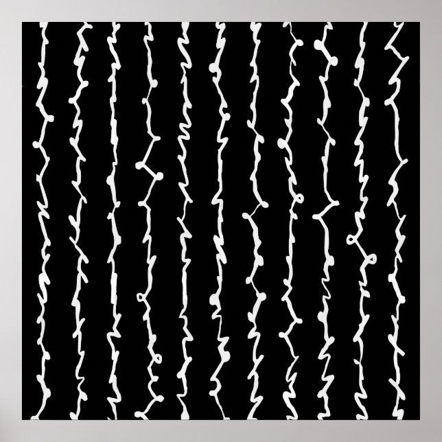 Poster Scribbles Abstraits en noir et blanc (Devant)
