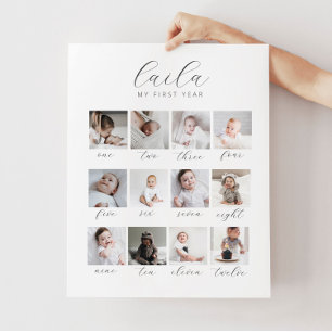 Poster Script 1ère année 12 Photo Collage avec mois