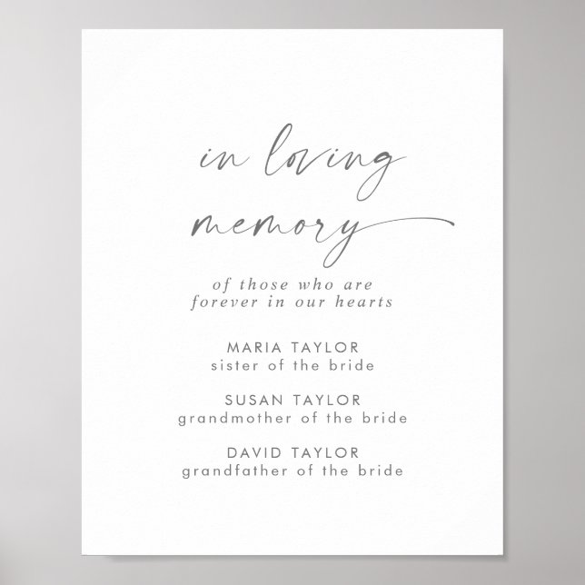 Poster Script Argent Moderne En Mémoire Amoureuse (Devant)
