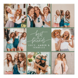 Poster Script coeur sage moderne multi photo meilleurs am