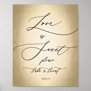 Poster Script de calligraphie Gold Love Is Sweet Mariage 
