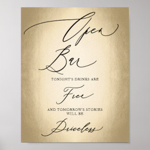 Poster Script de calligraphie Open Bar Funny Mariage Sign