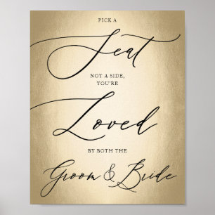 Poster Script de calligraphie Or Choisir un siège Mariage