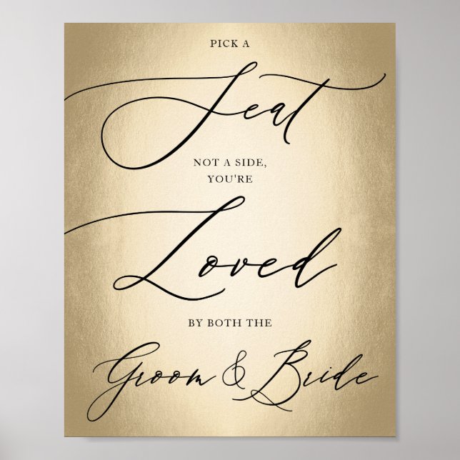 Poster Script de calligraphie Or Choisir un siège Mariage (Devant)