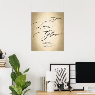 Poster Script de calligraphie Or laisser l'amour lumineux