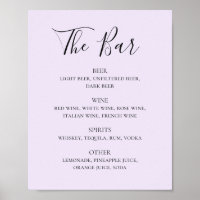 Script de calligraphie violet mariage menu bar boi
