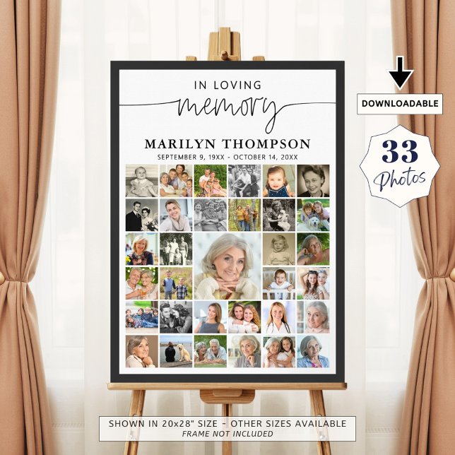 Poster Script de collage photo 33 pour funérailles En sou (Créateur téléchargé)