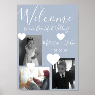 Poster Script de collage photo de mariage trois et cœurs