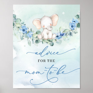 Poster Script d'éléphant Boho Baby Conseils pour la futur