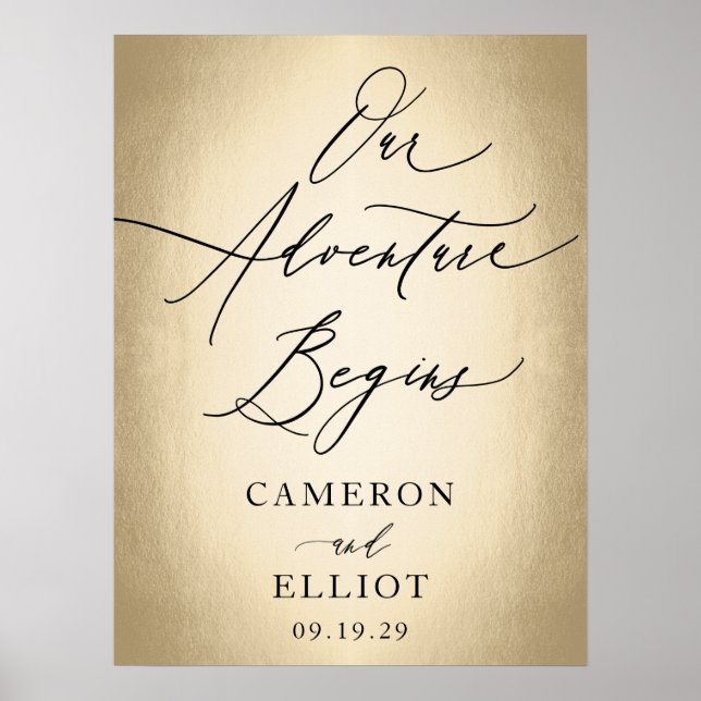 Poster Script élégant Notre aventure commence Signal Mari (Devant)