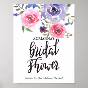Poster Script Fête des mariées à l'aquarelle Floral Bunal