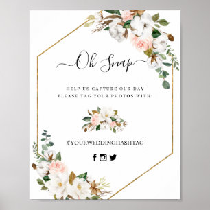 Poster Script floral Magnolia Oh Snap Hashtag