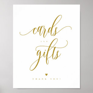 Poster Script Gold Cards and Gifts Sign 8x10"