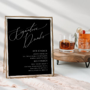 Poster Script Minimaliste Fantaisiste Boissons Black Si