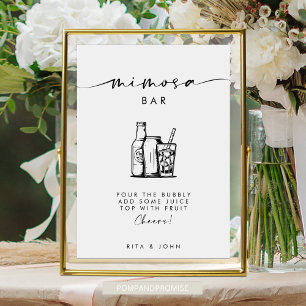 Poster Script moderne chic Mariage de bar Mimosa