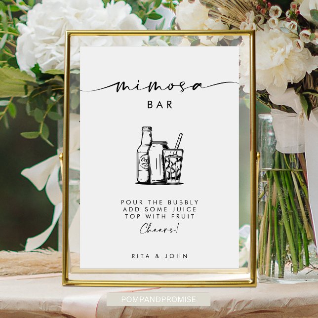Poster Script moderne chic Mariage de bar Mimosa (Créateur téléchargé)
