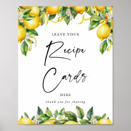 Poster Script moderne Citrus Citrus Recette Cartes Signe
