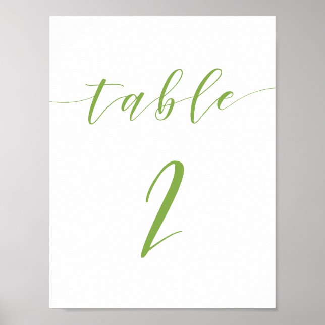 Poster Script moderne mariage table numéro 2 signe (Devant)
