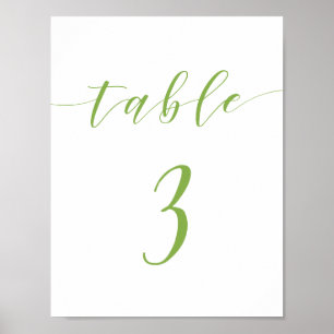 Poster Script moderne mariage table numéro 3 signe