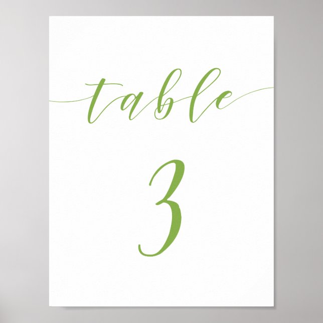 Poster Script moderne mariage table numéro 3 signe (Devant)