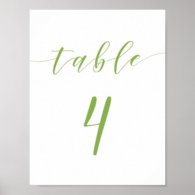 Poster Script moderne mariage table numéro 4 signe (Devant)