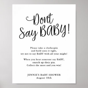 Poster Script moderne Ne pas dire jeu de bébé