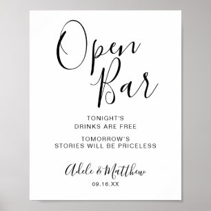 Poster Script moderne Simple Open Bar Sign