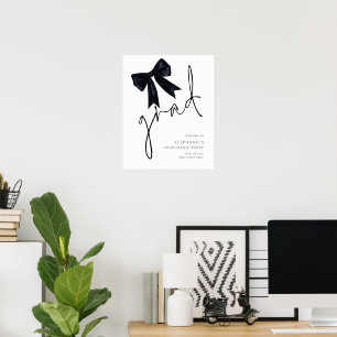 Poster Script noir Bow Grad Welcome to Graduation Party