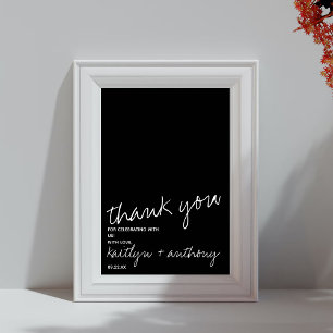 Poster Script noir et blanc moderne Mariage minimaliste