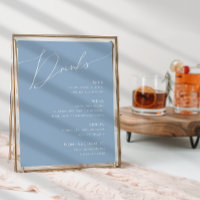 Script Whimsical | Menu Boissons Mariage Dusty Blu
